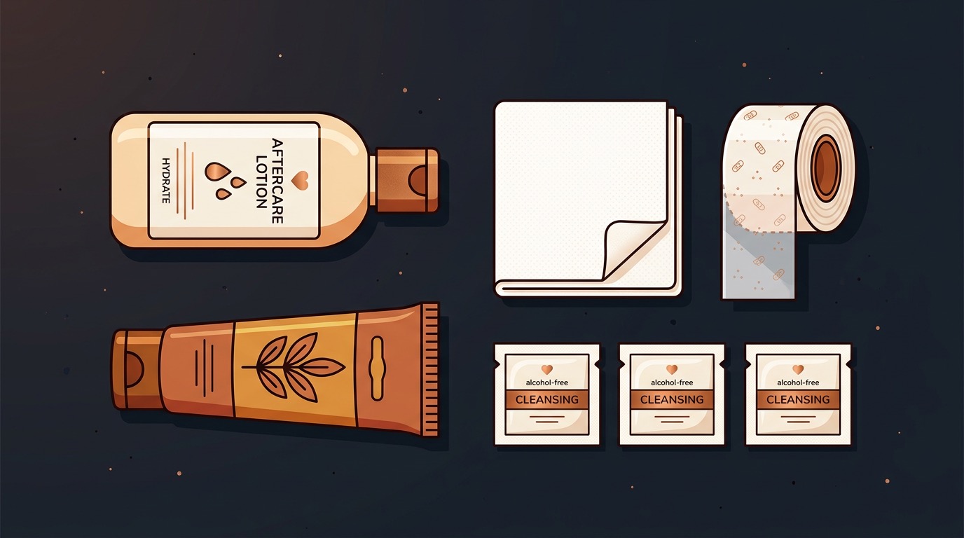 Fresh tattoo wrapped in protective film during the healing process